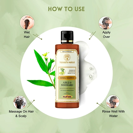 Vagad's Khadi Herbal Amla &amp; Bhringraj Shampoo with Aloe vera - Boosts Hair Growth - 210 ml-3