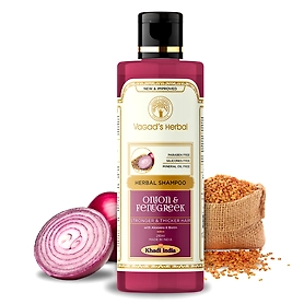 Vagad's Herbal Onion & Fenugreek Shampoo with Aloe vera - Strong & Thicker Hair - 210ml