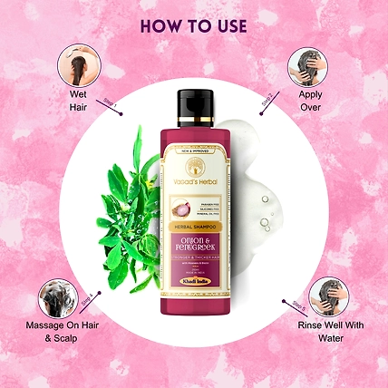 Vagad's Herbal Onion &amp; Fenugreek Shampoo with Aloe vera - Strong &amp; Thicker Hair - 210ml-3