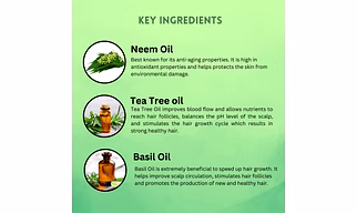 vagad's khadi Herbal Neem, Tea Tree and Basil Hair Oil 200ml | Reduce Hair Fall | Prevent Scalp Disease | Parabens Free |   Hair Oil