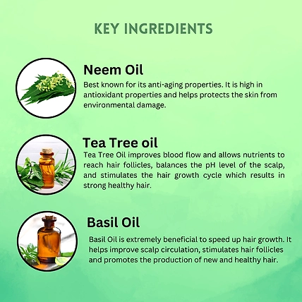 vagad's khadi Herbal Neem, Tea Tree and Basil Hair Oil 200ml | Reduce Hair Fall | Prevent Scalp Disease | Parabens Free |   Hair Oil-2