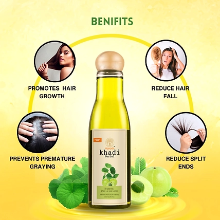 vagad's khadi Herbal Amla and Brahmi Hair Oil 200ml | Prevent Premature Greying | Parabens Free |   Hair Oil-1