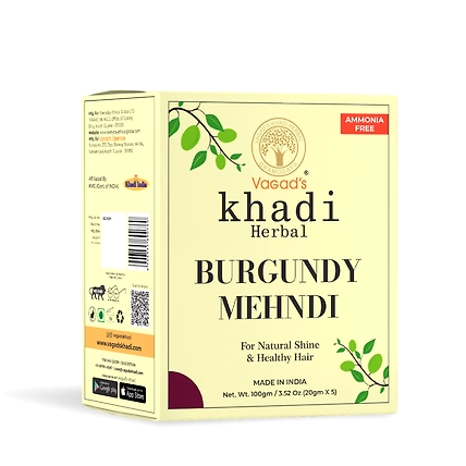 vagad's khadi Herbal Burgundy Mehndi For Natural Shine &amp; Healthy Hair | Ammonia Free Natural Mehendi-VK1503