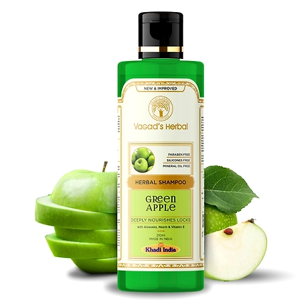 Vagad's  Herbal Green Apple Shampoo with Aloe vera &amp; Neem - Deeply Nourishes Locks - 210ml-VK1024