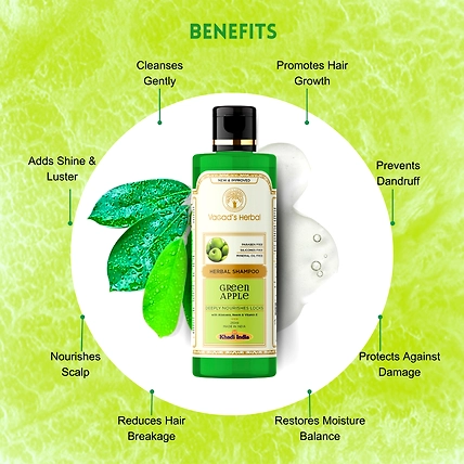 Vagad's  Herbal Green Apple Shampoo with Aloe vera &amp; Neem - Deeply Nourishes Locks - 210ml-1