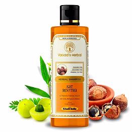 vagads vagad's herbal sat reetha shampoo with amla bhringraj & shikakai- strengthens hair - 210ml