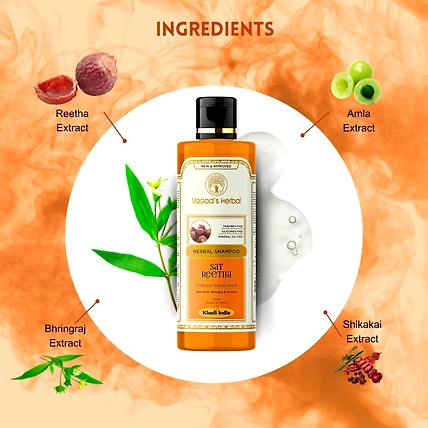Vagad's Herbal Sat Reetha Shampoo with Amla Bhringraj &amp; Shikakai- Strengthens Hair - 210ml-2