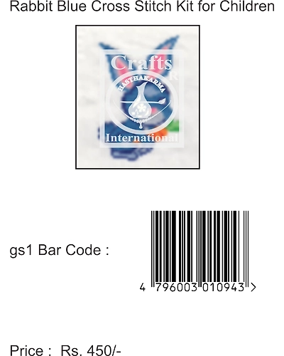 Rabbit Blue Cross Stitch Kit for Children-3