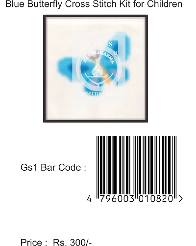Blue Butterfly Cross Stitch Kit for Children-3