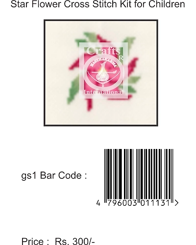 Star Flower Pink Cross Stitch Kit for Children-7