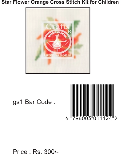 Star Flower Orange Cross Stitch Kit for Children-7