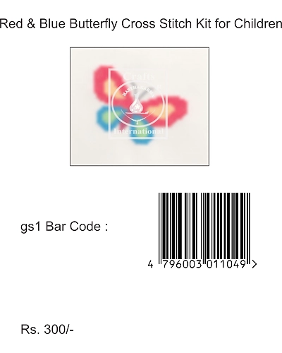 Red &amp; Blue Butterfly Cross Stitch Kit for Children-7