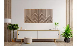 Mountain With Lines Panel Set of 2 Wood Wall Art Decor Wooden Nursery Sign Picture Living Room