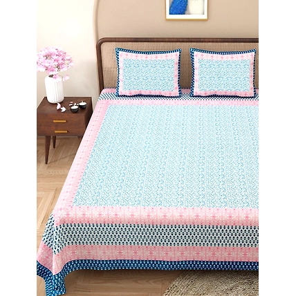Double bed size cotton fabric bedsheets size 90*108 inches-1