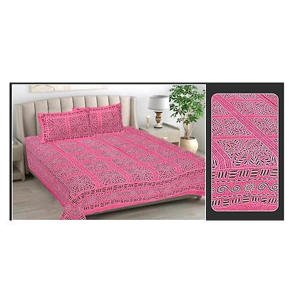 Double bed size cotton fabric bedsheets size 90*100 inches-2