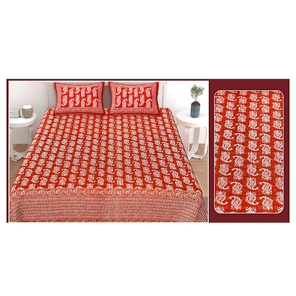 Double bed size cotton fabric bedsheets size 90*100 inches-4