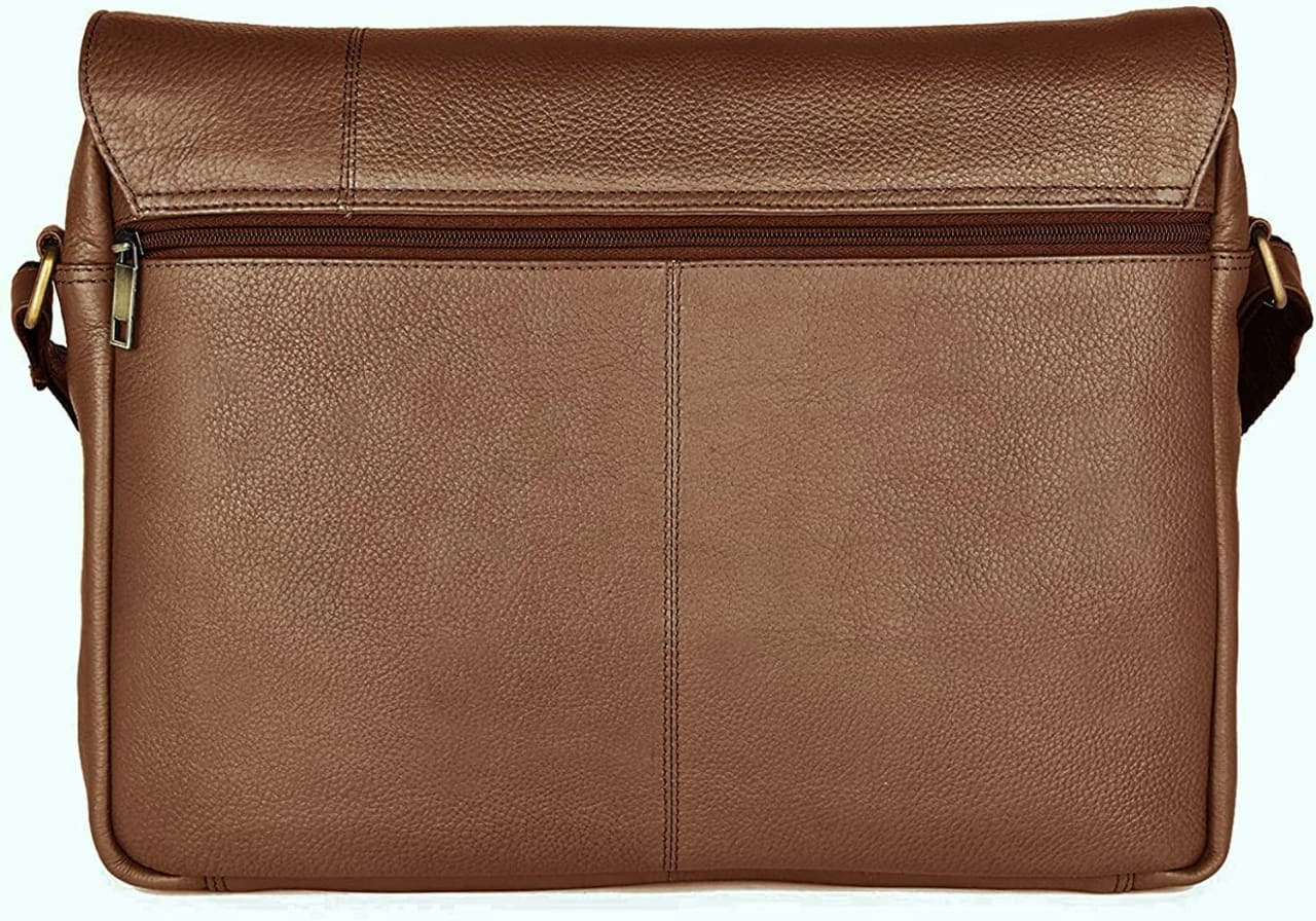 Elegance Brown buff Leather laptop Side Bag-2