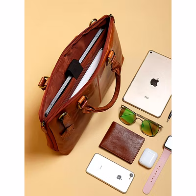 Crunch Leather Laptop Bag | Genuine Leather Briefcase for Professionals-3