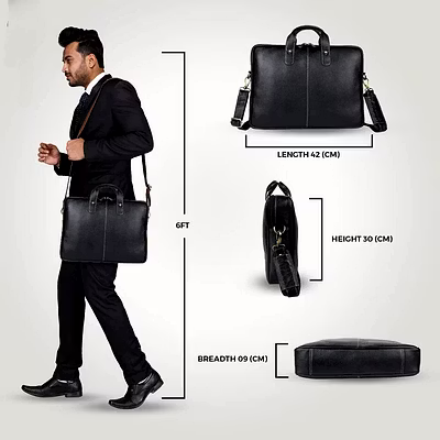 Buff Leather Laptop Bag | Premium Leather Briefcase for Professionals-2