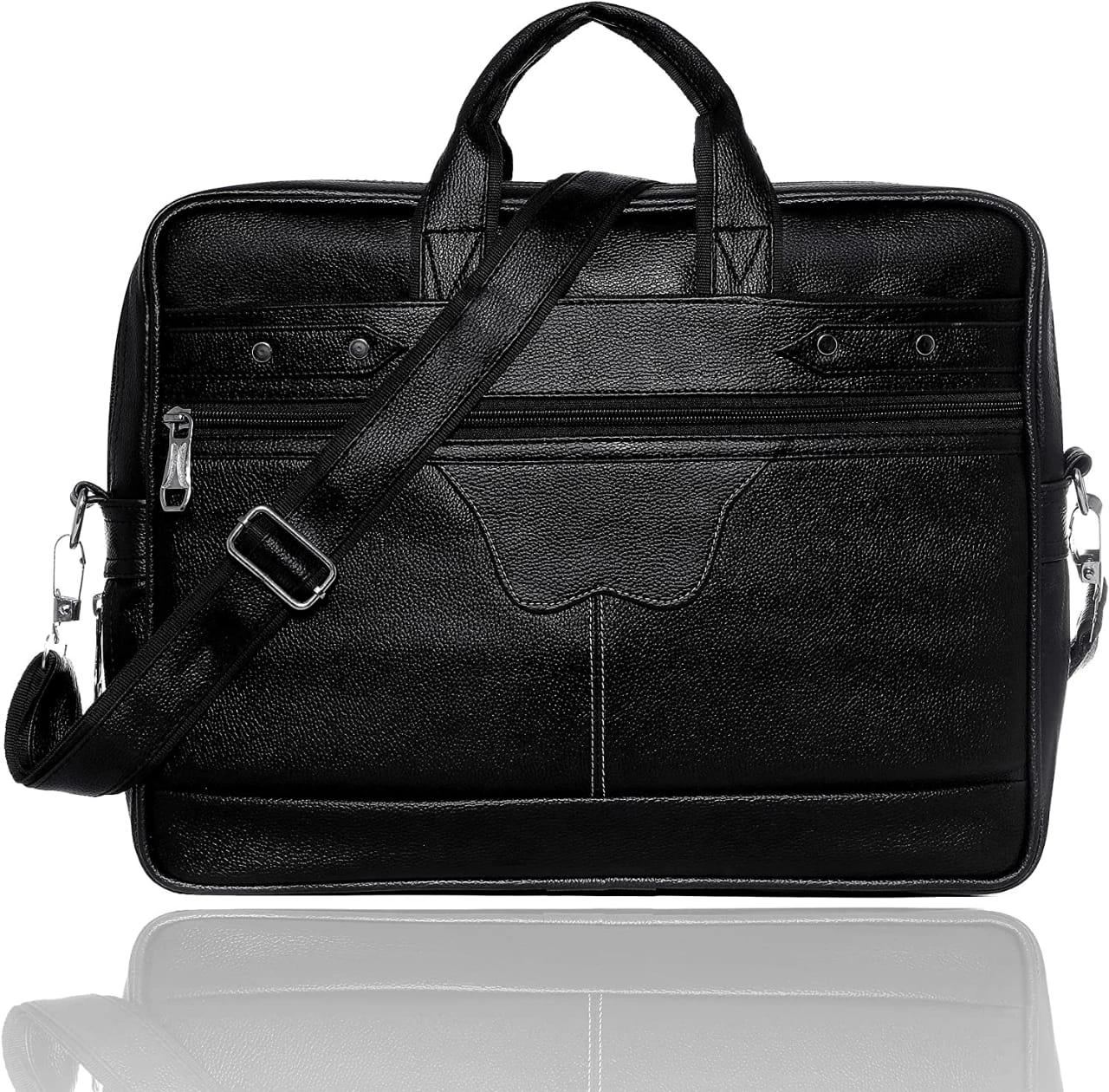 Eco-Friendly Black vegan Leather Laptop Messenger Bag Stylish &amp; Sustainable for Professionals-12549998