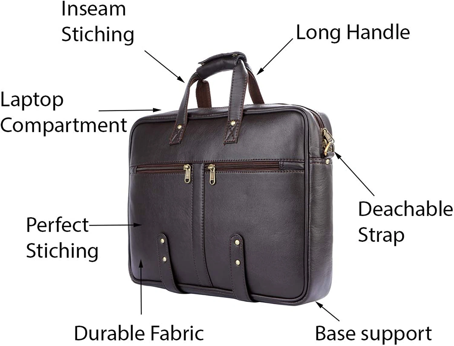 Eco-Friendly Vegan Leather Laptop Messenger Bag - Stylish &amp; Sustainable for Professionals-3