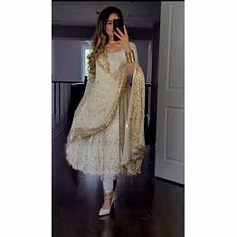 white goergette readymade anarkali suit