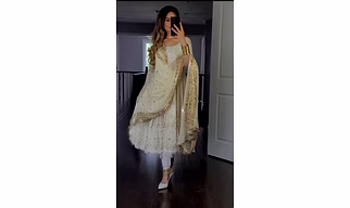 White Goergette Readymade Anarkali Suit