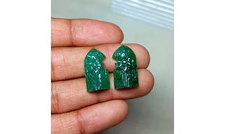 Pair Set Natural Emerald Carving, Natural Emerald Loose Gemstone, Carving for Making Jewelry, Pendants, Necklace. 27 Cts. # S-822