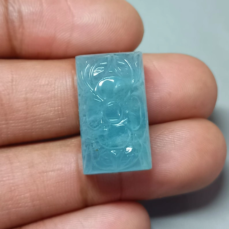 Aquamarine Carving, Natural Aquamarine Carving Gemstone, Loose gemstone, use for Jewelry, pandat Makings, 41 Ct. S-631-12549402