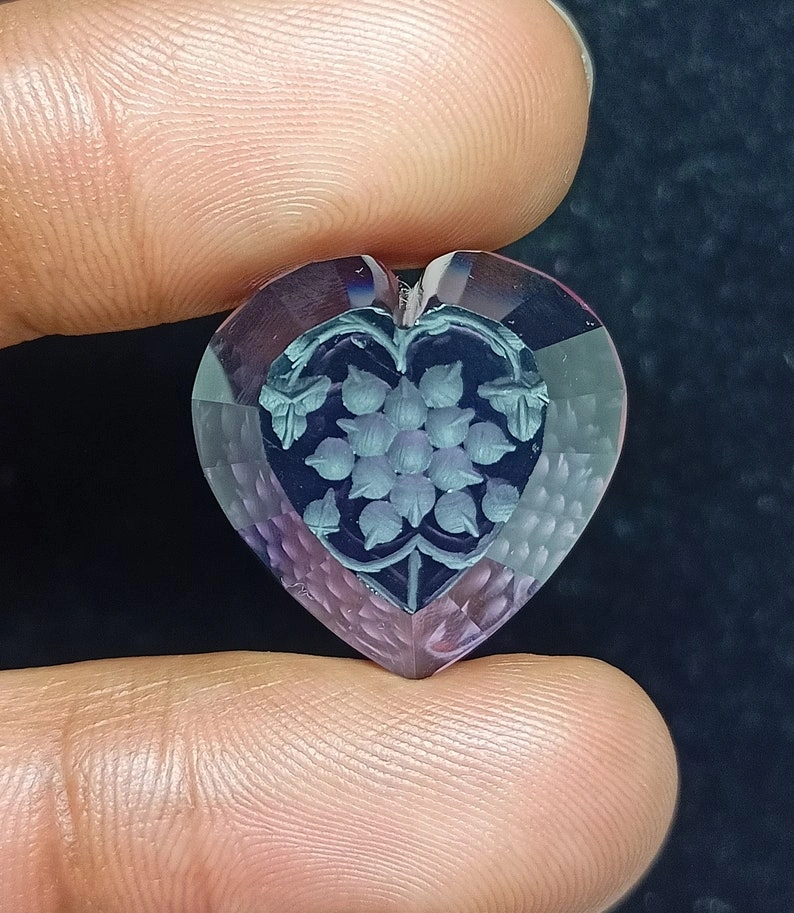 Fantasy Carving Pink Amethyst Gemstone, Clean Heart Shape Amethyst Loose Gemstone, Making Jewelry, Pendants, 33.5 ct. #S-1025-3