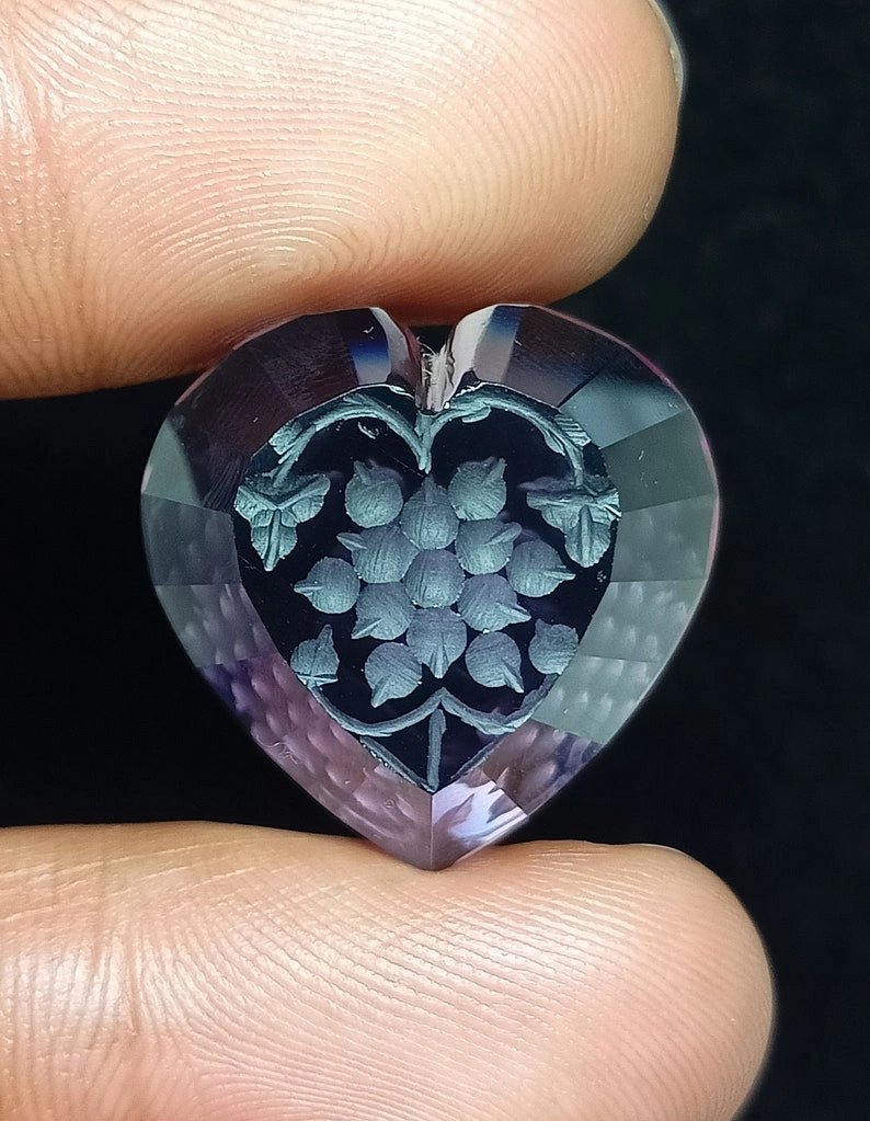 Fantasy Carving Pink Amethyst Gemstone, Clean Heart Shape Amethyst Loose Gemstone, Making Jewelry, Pendants, 33.5 ct. #S-1025-4