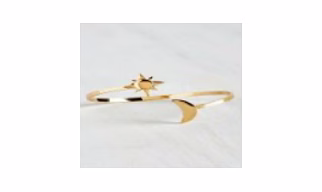 Celestial Sun & Moon Silver Cuff Bracelet (Gold Plated)
