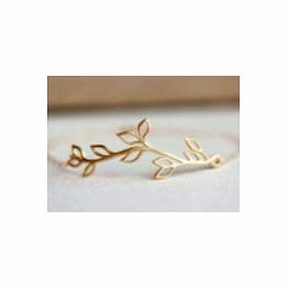 minimalist leaf branch silver ring (gold plated)