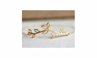 Minimalist Leaf Branch Silver Ring (Gold Plated)