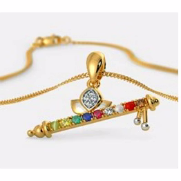 navratna designer gold pendant necklace