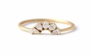 Crescent Diamond Cluster Gold Ring