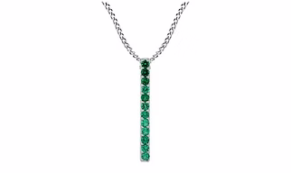 Elegant Sterling Silver Vertical Bar Pendant with Vibrant Emerald-Green Crystals