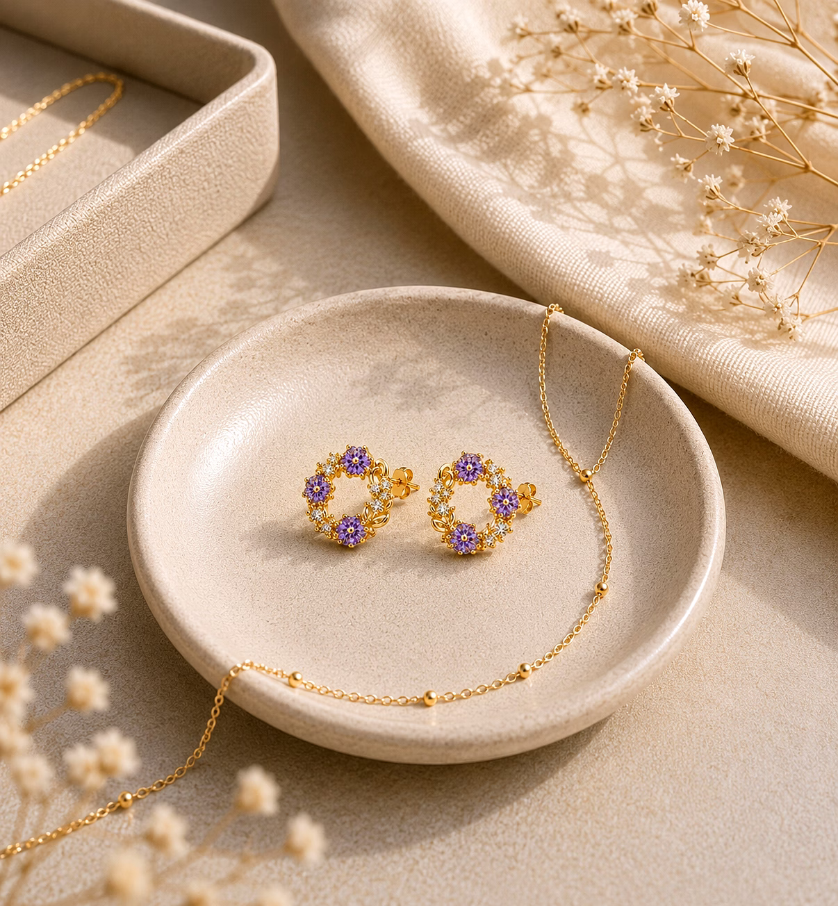 violet grace wreath stud earrings