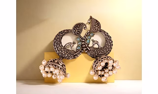Gold-Silver Plated Contemporary Jhumkas Earrings