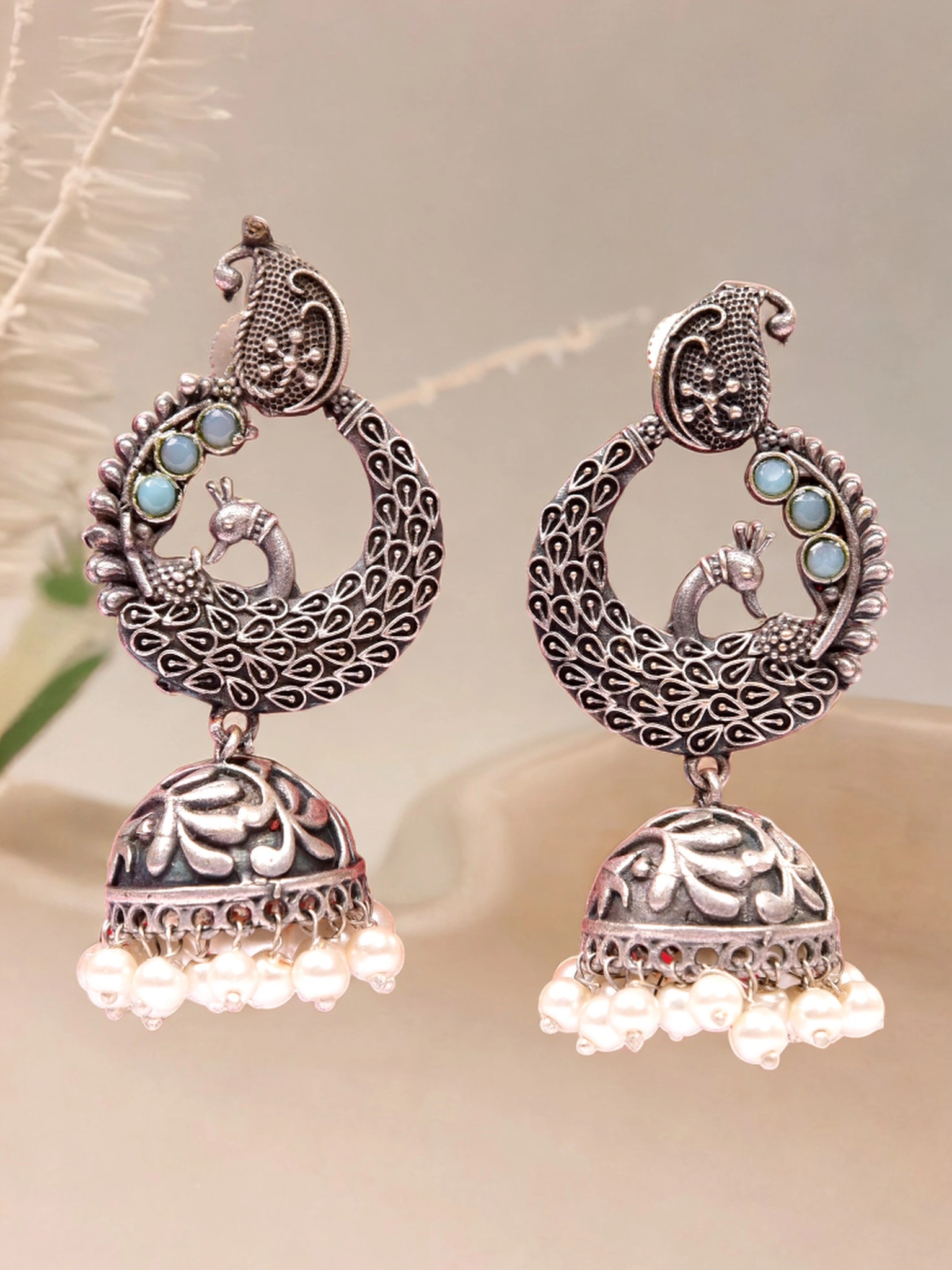 Gold-Silver Plated Contemporary Jhumkas Earrings-1