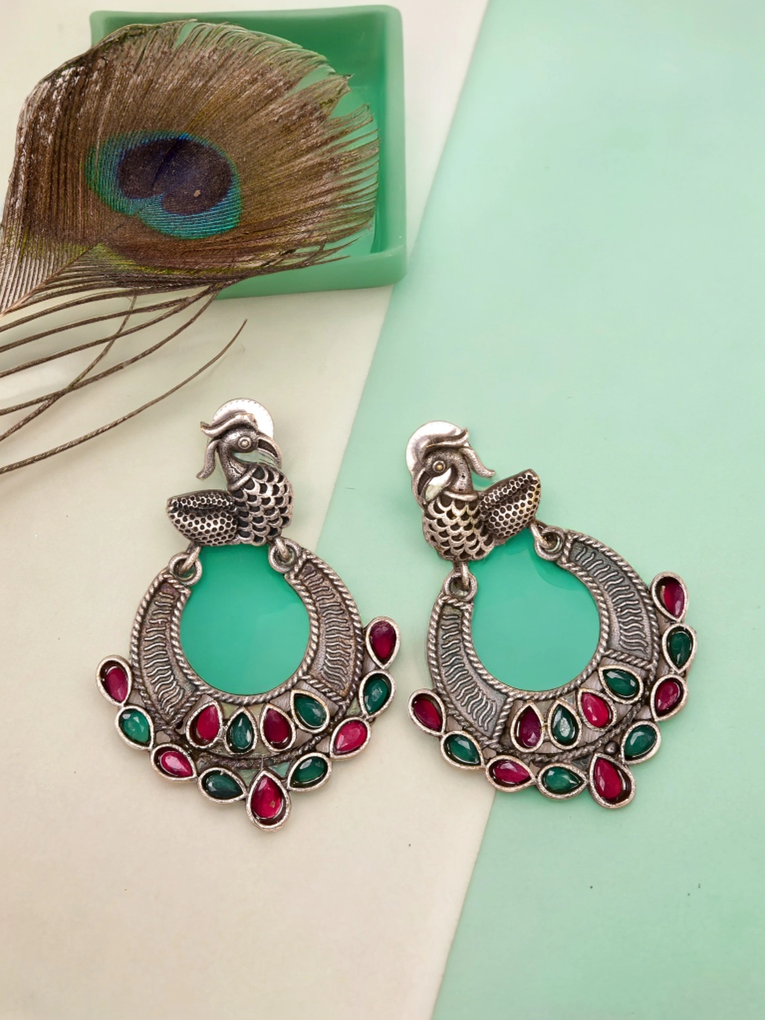 Gold-Silver Plated Contemporary Jhumkas Earrings-2