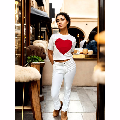 bucciato round neck love knitted casual short top ice silk