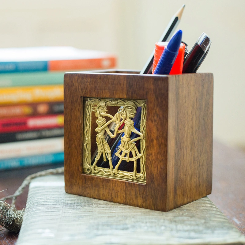 Mango Wood Pen Stand Small-BMWPCVG1071002