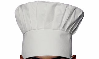 Chef cap white with frill and closed on top