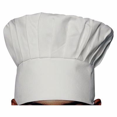 chef cap white with frill and closed on top