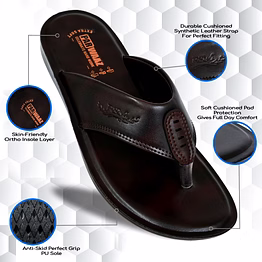 premium high-quality pu material men's slippers with cushioned footbed