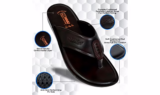 Premium High-Quality PU Material Men's Slippers with Cushioned Footbed