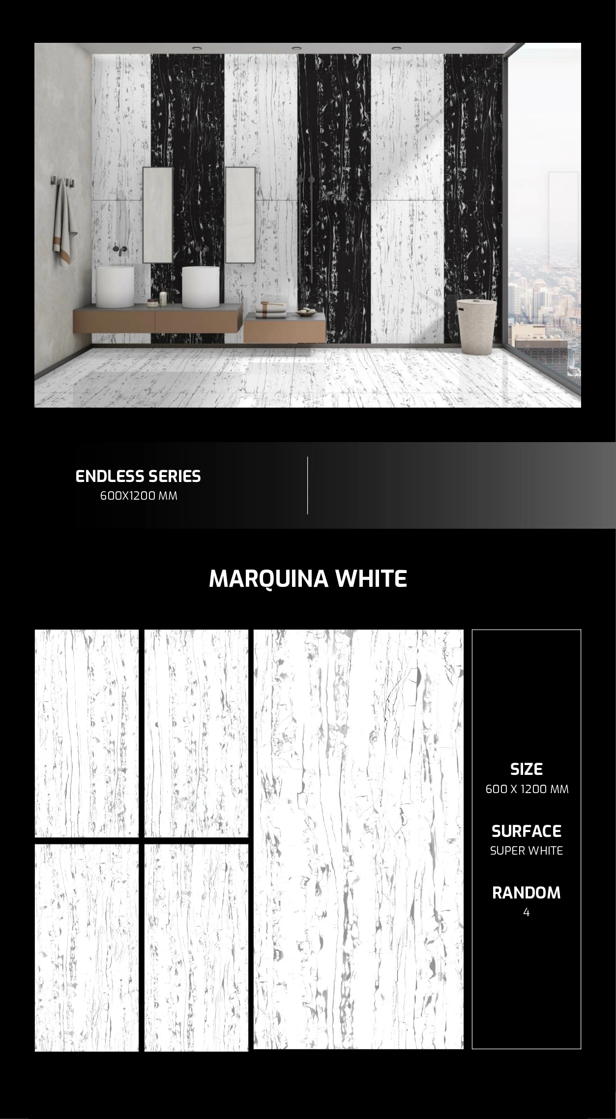 Marquina White Galvanized Vitrified Tile-2