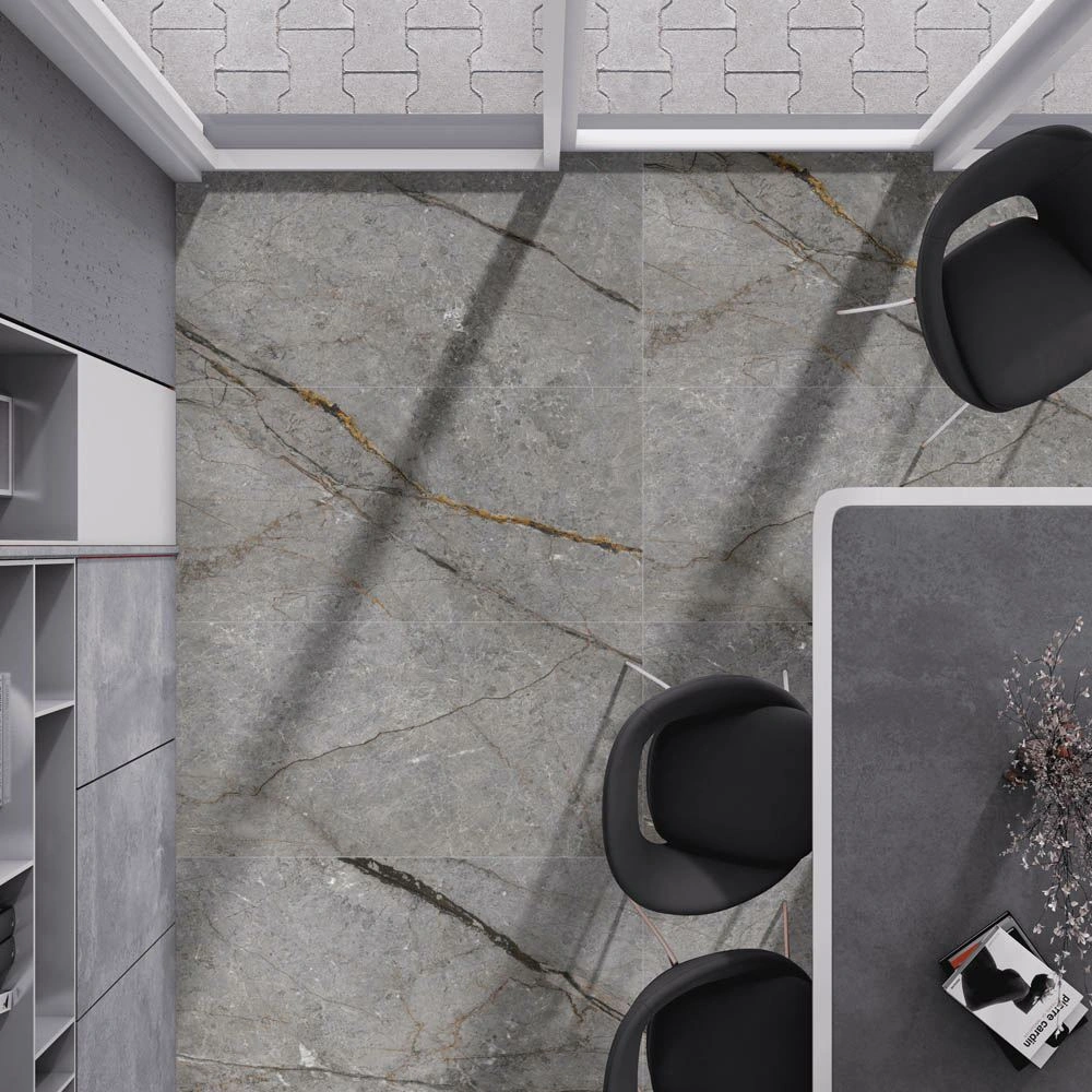 Asen Roma Grey Galvanized Vitrified Tile - Carving-12629580