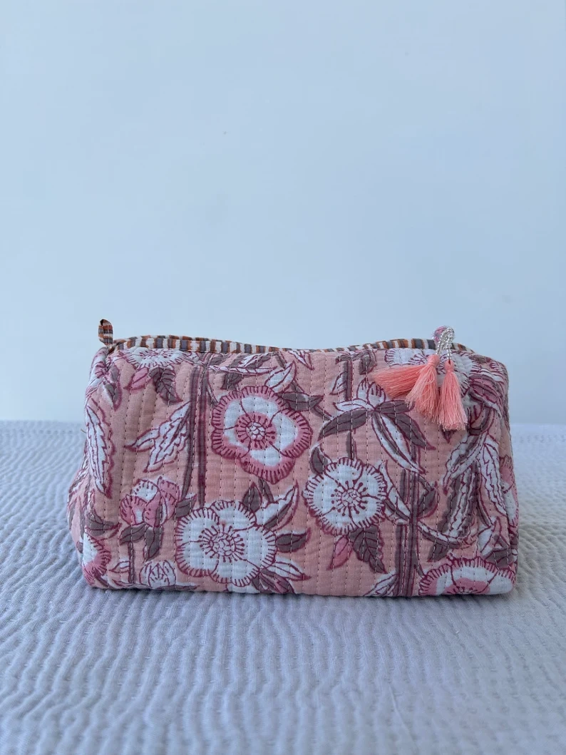 Hand Block Printed Quilted Bag-2